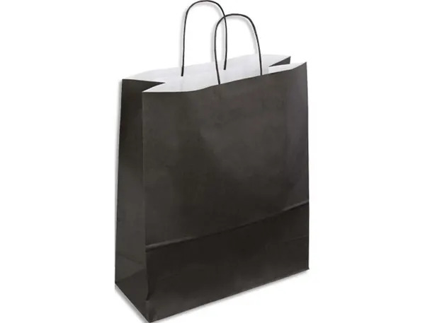 Sac kraft 90g/m2 poignees torsadees 18x8x22cm paquet 50 unites coloris noir 21276 — Non classé