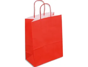 Sac kraft 90g/m2 poignees torsadees 23x12x30cm paquet   50 unites coloris rouge 21280 — Non classé