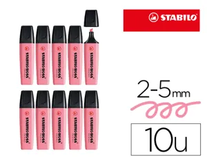 Surligneur stabilo boss original pastel encre base    eau pointe biseautee largeur  trace 2/5mm coloris petale de — Non…