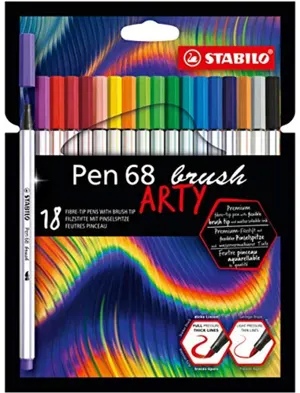 Feutre pinceau stabilo pen 68 brush arty aquarellable encre sans odeur riche en pigments  etui carton 18 unites — Non classé