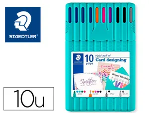 Etui staedtler triplus set 10 unites 4 feutres 323 4        broadliner 338 coloris        assortis 1 feutre noir 1 — Non…