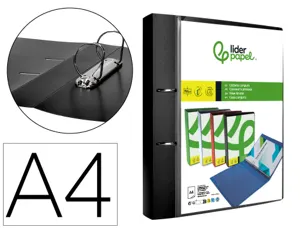 Classeur kangourou liderpapel 2 anneaux en d 40mm           polypropylene 283x320mm dos   45mm document a4 coloris noir —…