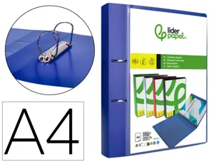 Classeur kangourou liderpapel 2 anneaux en d 40mm polypropylene 283x320mm dos 45mm document a4 coloris bleu translucide —…