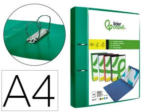 Classeur kangourou liderpapel 2 anneaux en d 40mm           polypropylene 283x320mm dos   45mm document a4 coloris vert —…