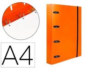 Classeur liderpapel 4 anneaux en d 25mm a4 polypropylene    feuillets mobiles 100f 5x5mm  coloris orange fluo — Non classé