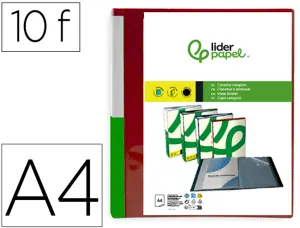 Protege-documents liderpapel personnalisable kangourou     polypropylene 10 pochettes    fixes a4 coloris rouge — Non classé
