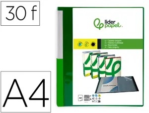 Protege-documents liderpapel personnalisable kangourou     polypropylene 30 pochettes    fixes a4 coloris vert — Non classé