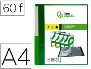 Protege-documents liderpapel personnalisable kangourou     polypropylene 60 pochettes    fixes a4 coloris vert — Non classé