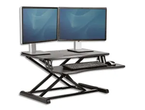 Station de travail fellowes assis-debout corsivo grande   surface travail support       multi-ecrans coloris noir — Non…