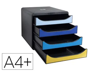 Module classement exacompta big box bee blue polystyrene  monobloc 4 tiroirs a4+        superposable ultra rigide — Non…