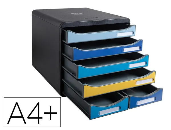 Module classement exacompta big box maxi bee blue polystyrene monobloc 6 tiroirs a4+ superposable ultra rigide — Non classé
