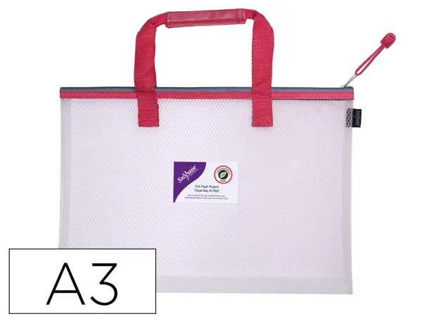 Sac zippe snopake eva mesh hc project zippa bag a3 30 microns poignee couverture surface lisse coloris anse rouge — Non…