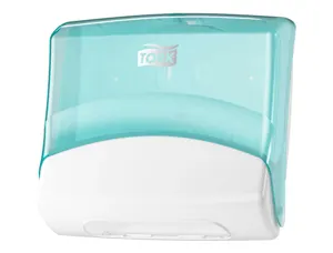 Distributeur tork de chiffons plies w4 capot transparent    distribution f/f coloris      turquoise/blanc — Non classé