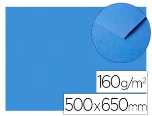Papier dessin clairefontaine a grain 160g 1 surface        grainee 1 lisse 50x65cm       paquet 25f coloris bleu marine —…