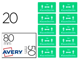 Badges adhesifs avery distance 80x50 vert lot de 20 — Non classé