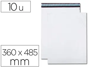 Pochette gpv polyethylene adhesive 360x485 blanc/noir   paquet de 10 — Non classé