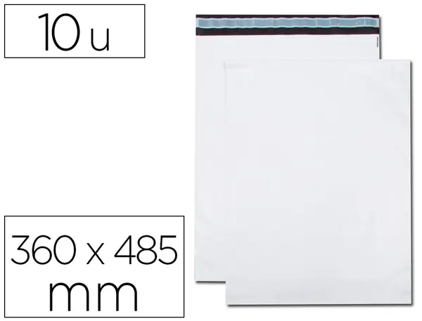Pochette gpv polyethylene adhesive 360x485 blanc/noir   paquet de 10 — Non classé