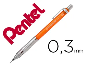 Porte-mines pentel graphgear 300 canon fixe 4mm mine 0,3mm grip metal gomme avec capuchoncorps metal coloris orange — Non…