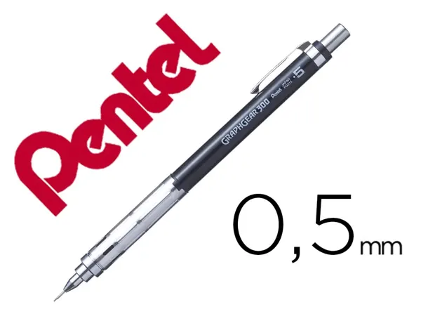 Porte-mines pentel graphgear 300 canon fixe 4mm mine 0,5mm grip metal gomme avec capuchoncorps metal coloris noir — Non…