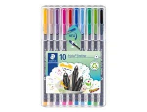 Feutre staedtler triplus fineliner 334 r pointe extra  fine 0,3mm ergonomique coloris assortis etui 10 unites — Non classé
