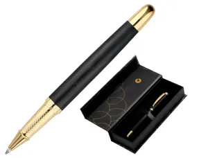 Stylo-bille belius passion aluminium brosse attributs or encre bleue coloris noir dans coffret cadeau — Non classé