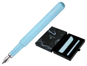Stylo-plume et etui en simili cuir belius space b monochrome sans agrafe encre bleue coloris bleu dans coffret cadeau — Non…
