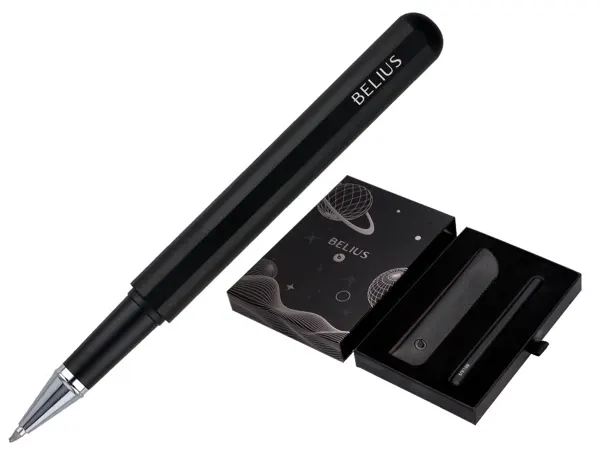 Roller et etui en simili cuir belius space b monochrome sans agrafe encre bleue coloris noir dans coffret cadeau — Non classé