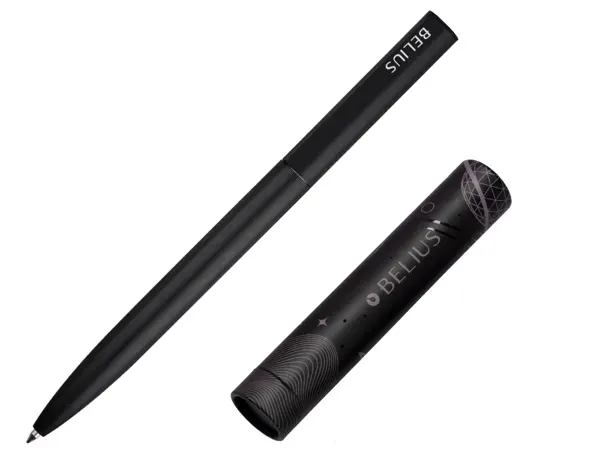 Stylo-bille belius rocket b monochrome sans agrafe encre bleue coloris noir dans coffret cadeau original cylindrique — Non…