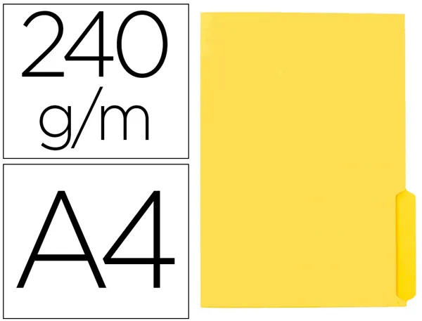 Sous-chemise liderpapel papier cartonne 240g/m2       document a4 onglet inferieur  coloris jaune — Non classé