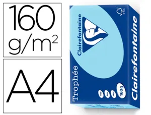 Papier clairefontaine multifonction laser couleur   trophe a4 160g/m2 bleu vif    parfaite opacite paquet 500 — Non classé
