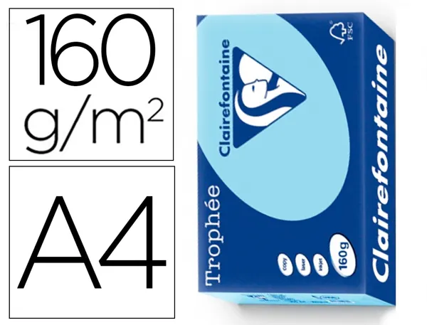 Papier clairefontaine multifonction laser couleur trophe a4 160g/m2 bleu vif parfaite opacite paquet 500 — Non classé