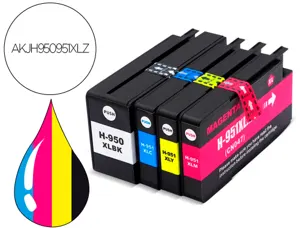 Cartouche d'encre compatible hp 950xl/951xl 2300 p noir / 1500 p couleur noir/cyan/magenta/jaune pack 2 couleur — Non classé