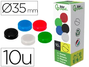 Aimant liderpapel ecouse pp 35mm pour tableaux            magnetiques coloris assortis  boite 10 unites — Non classé