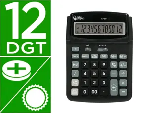 Calculatrice de bureau liderpapel xf39 12 chiffres   solaire et piles 190x140x32mm coloris noir — Non classé