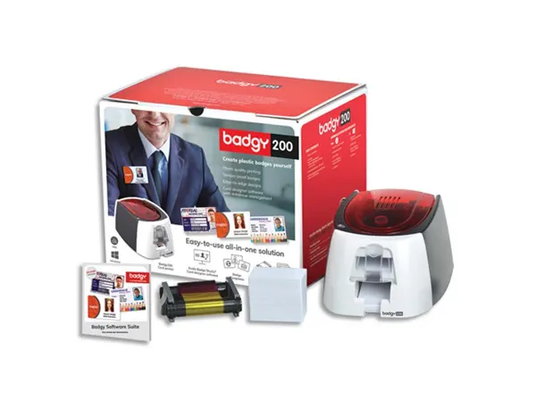 Imprimante cartes badgy 200 inclus 1 ruban de couleur 100 impres 100 cartes pvc blanches et logiciel — Non classé