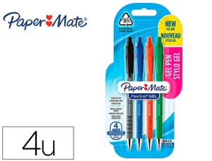 Stylo-gel paper mate flexgrip retractable pointe moyenne    0.7mm coloris assortis        blister de 4 unites — Non classé