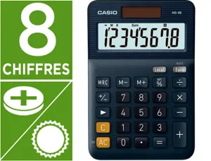 Calculatrice casio bureau ms8e gran ecran 8 chiffres    euro convertisseur memoire    solaire/pile couleur bleu — Non classé