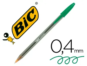 Stylo-bille bic cristal écriture moyenne 0.5mm encre classique bille indéformable capuchon couleur encre vert — Non classé