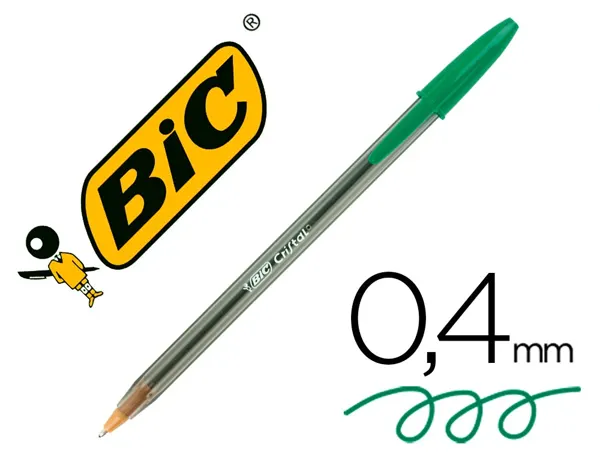 Stylo-bille bic cristal écriture moyenne 0.5mm encre classique bille indéformable capuchon couleur encre vert — Non classé