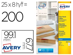 Etiquette autocollante avery adresse jet encre transparent 99,1 x 67,7 mm boite de 200 — Non classé