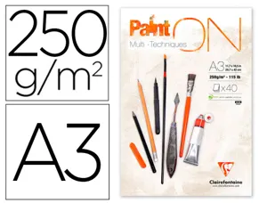 Bloc de dessin encolle clairefontaine paint'on.      papier multi technique 250g   extra blanc. format a 3 29,7 — Non classé
