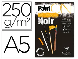 Bloc de dessin encolle clairefontaine paint'on.      papier multi technique 250g   extra blanc. format a5 14,8 x — Non classé