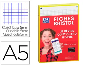 Fiches oxford bristol revision 2.0 oxford a5        perforee 32 fiches/film q5x5  cadre jaune — Non classé