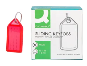 Porte-cles q-connect porte-etiquette premium       coloris rouge boite 40 unites — Non classé