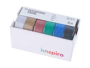 Set de 6 rubans masking tape washi foil serie glitter — Non classé