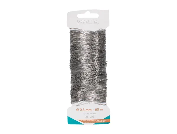Carte de fil sodertex m tal argent 60m - diam 0,3 mm - 1 pc - 1 coloris — Non classé