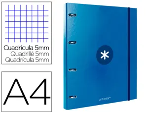 Classeur antartik 4 anneaux ronds 25mm a4 carton remborde feuillets mobiles 5x5 bleu    marine — Non classé