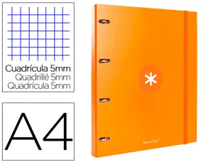 Classeur antartik 4 anneaux ronds 25mm a4 carton remborde feuillets mobiles 5x5 jaune   moutarde — Non classé