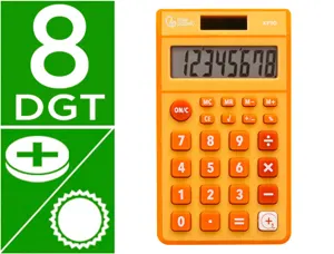 Calculatrice de poche liderpapel xf10 8 chiffres    solaire et piles 115x65x8 mm  coloris orange — Non classé