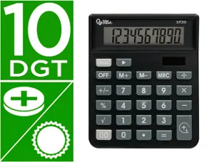 Calculatrice de bureau liderpapel xf20 10 chiffres   solaire et piles 127x105x24   mm coloris noir — Non classé